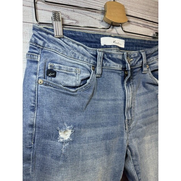 KanCan Jeans Womens 9/28 Blue Nala Distressed Fringe Ankle Skinny Stretch Denim - Picture 3 of 6